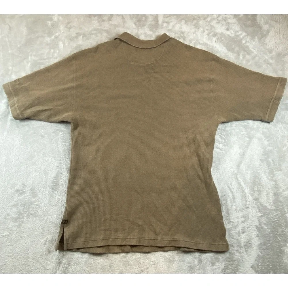 Tommy Bahama Polo Shirt Mens Large Brown Golf 70% silk 30% Cotton‎ Pique Knit